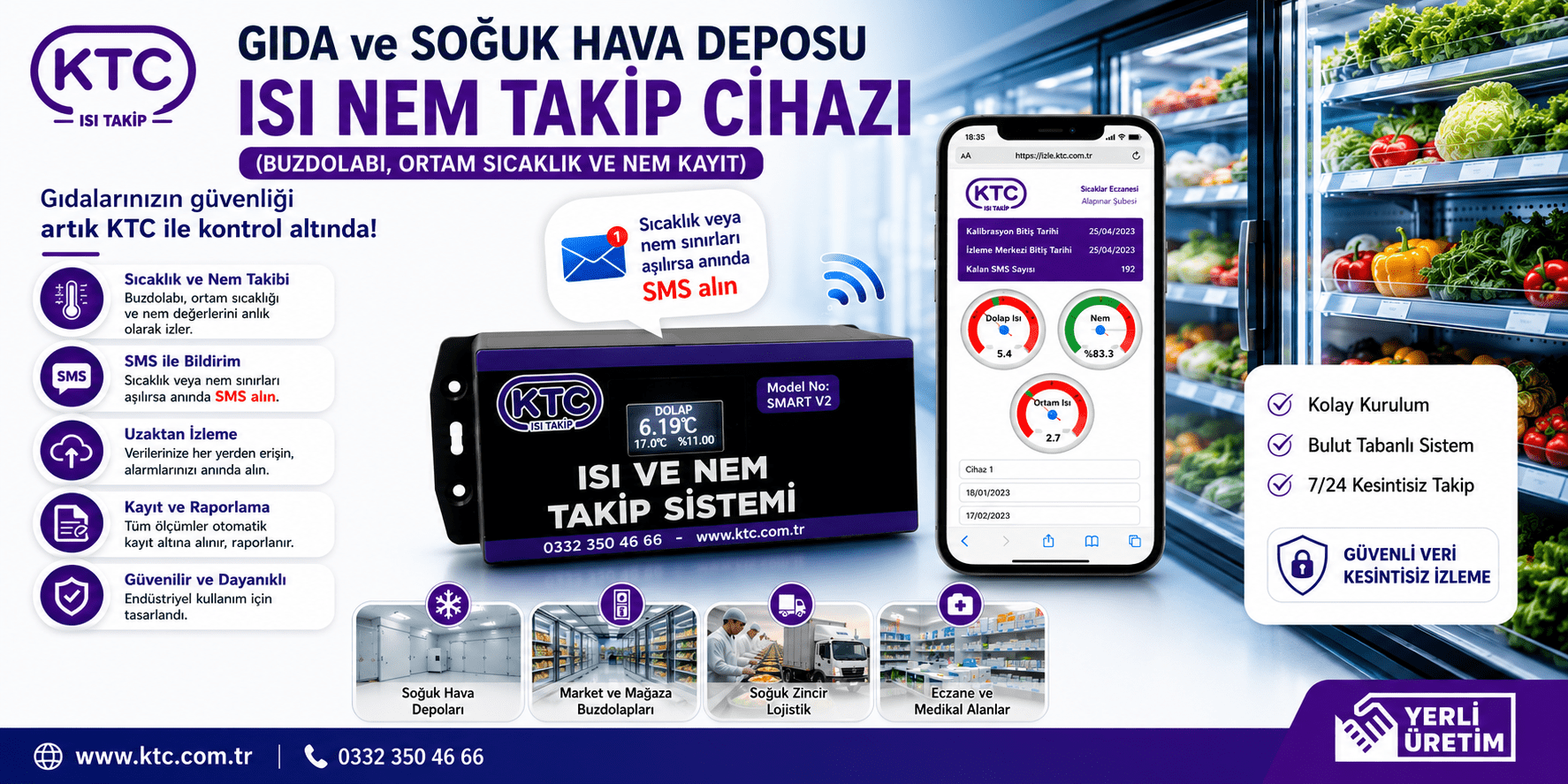 Gıda ve Soğuk Hava Deposu Isı Nem Takip Cihazı (Buzdolabı, Ortam Sıcaklık ve Nem Kayıt)